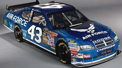 #43 Dodge with the new Richard Petty Motorsports. Air Force is 1 of 3 sponsors